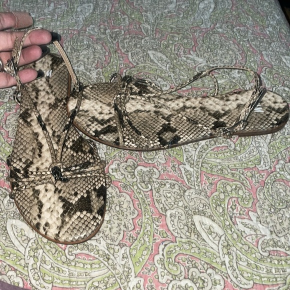 H&M side buckle flat sandals in python style print size 38 or 7 USA size. - Picture 6 of 6